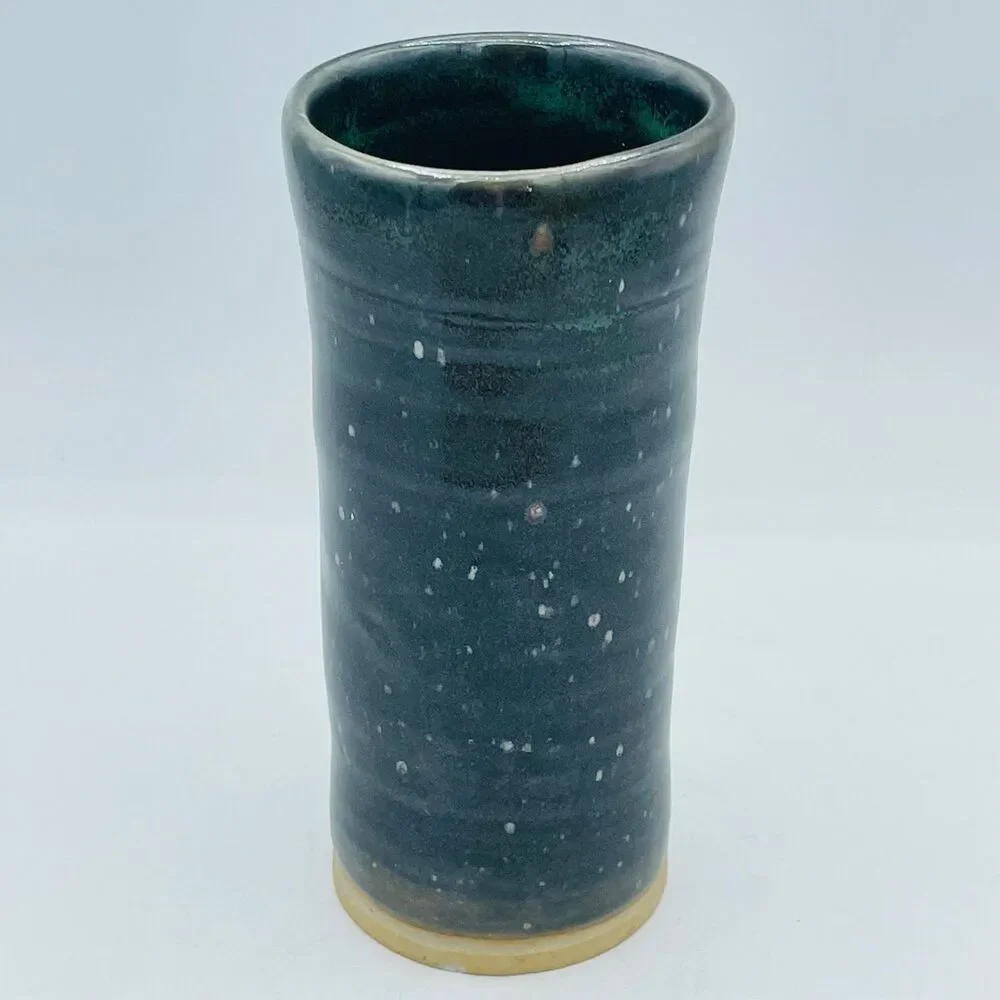 Tall Slender Cylinder Shaped Studio Art Vase Pottery Signed Tina RB Footprint